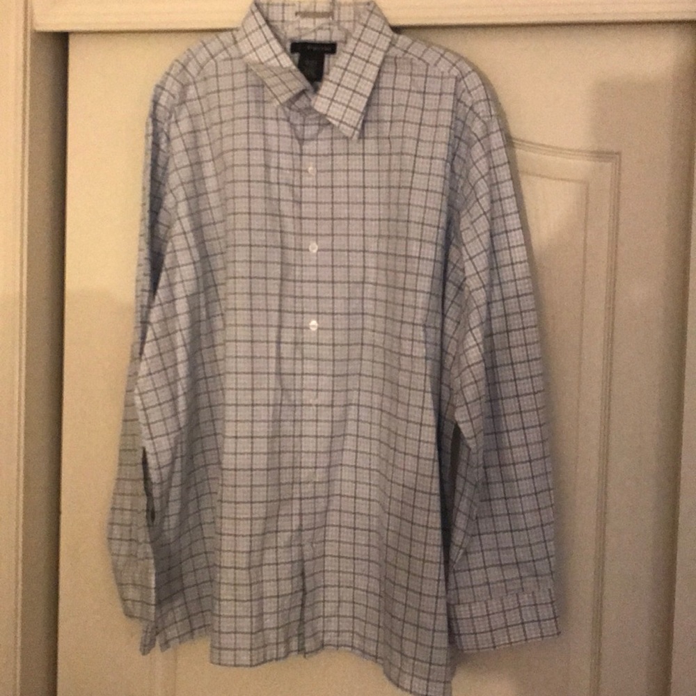 NWT sz 2x 18-18 1/2 blue plaid shirt long sleeve
